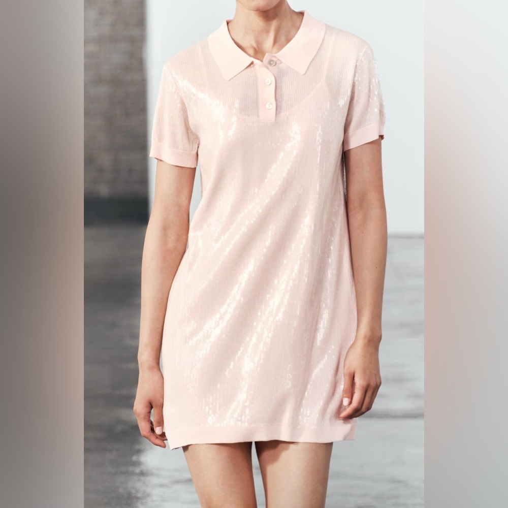 Zara short knit sequin polo dress